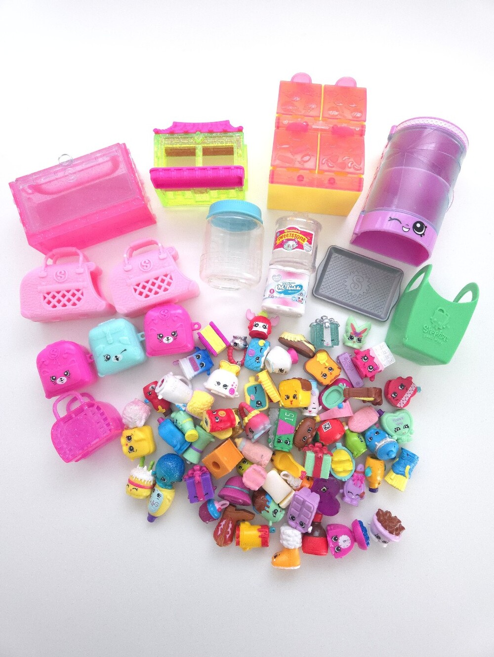 Shopkins Mini Figures Mixed Lot of Shopkins, Display Cases and Accessories